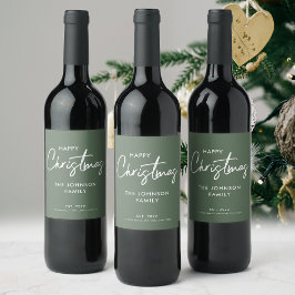 Etiqueta Para Botella De Vino Navidad Verde Moderna