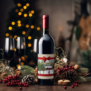 Etiqueta Para Botella De Vino Navidades: Alegría y foto por la paz