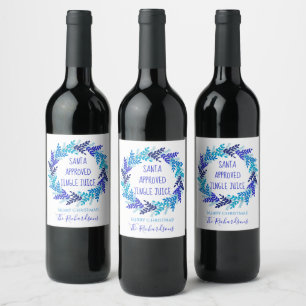 Etiqueta Para Botella De Vino Navidades azules de jugo de jingle aprobados por S