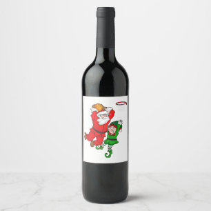 Etiqueta Para Botella De Vino Navidades Baloncesto Santa Claus Slam Dunk Elf Fun