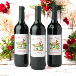 Etiqueta Para Botella De Vino Navidades Blanco Verde Cacao caliente