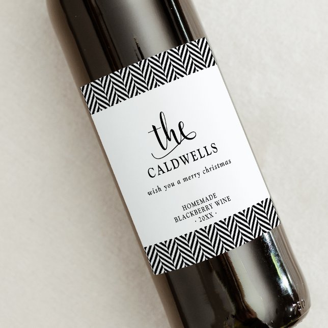 Etiqueta Para Botella De Vino Navidades blancos caseros de herringbone (Subido por el creador)
