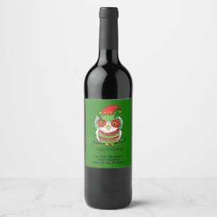 Etiqueta Para Botella De Vino Navidades búhos adoran divertida festividad