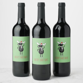 Etiqueta Para Botella De Vino Navidades caprichosos Moose