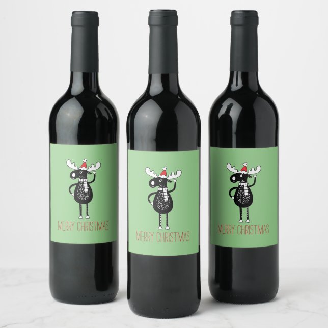 Etiqueta Para Botella De Vino Navidades caprichosos Moose (Botellas)