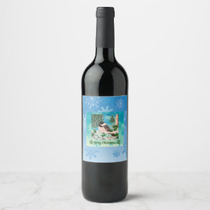 Etiqueta Para Botella De Vino Navidades Chickadee Chatter
