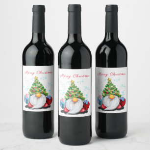 Etiqueta Para Botella De Vino Navidades con etiqueta de vino Gnome feliz con reg
