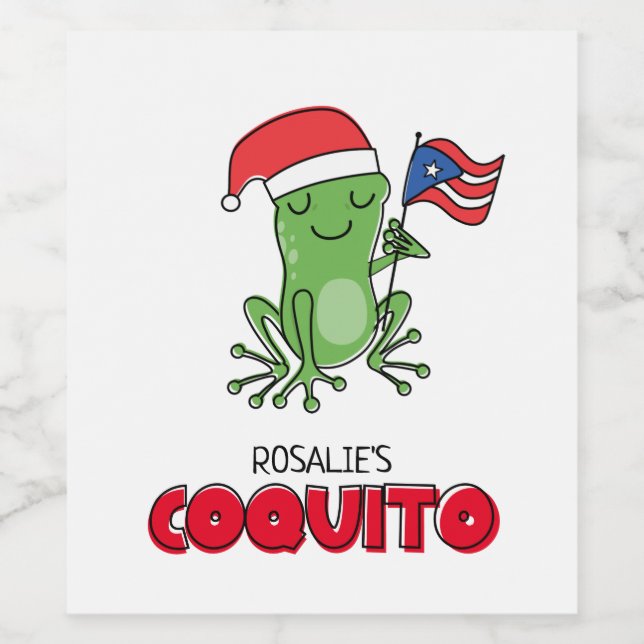 Etiqueta Para Botella De Vino Navidades Coquito Frog (Etiqueta única)