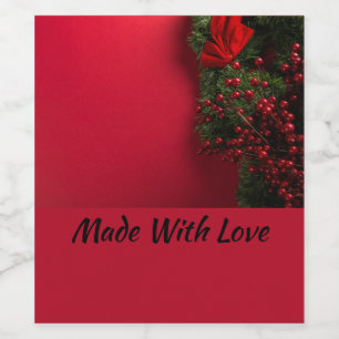 Etiqueta Para Botella De Vino navidades coronaron con bayas rojas