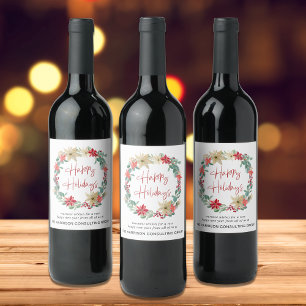 Etiqueta Para Botella De Vino Navidades corporativos Wreath Holiday
