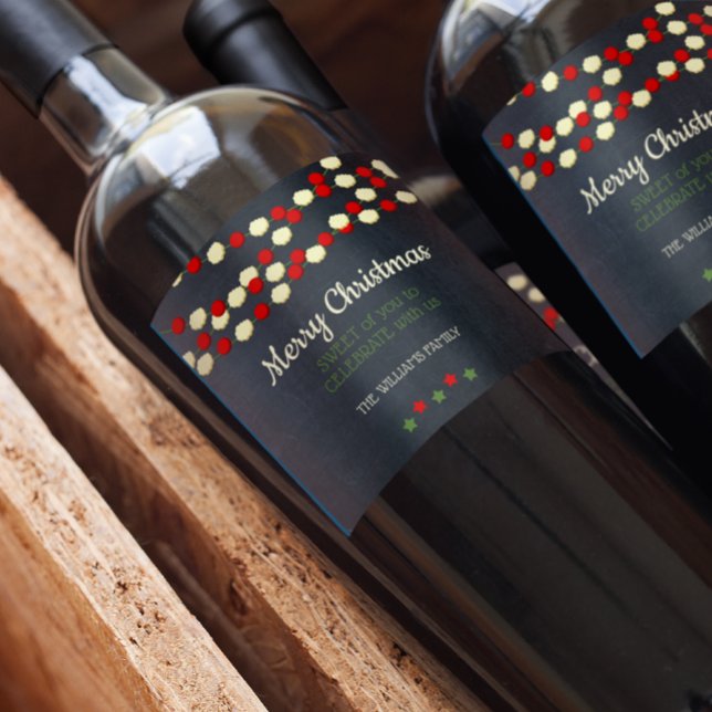 Etiqueta Para Botella De Vino Navidades Cranberry y Popcorn Rustic Chalkboard (Subido por el creador)