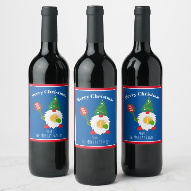 Etiqueta Para Botella De Vino navidades 🎾 Cute Enanos con pelota de tenis (Botellas)