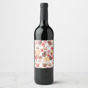 Etiqueta Para Botella De Vino Navidades de acuarela Elementos Patrón sin inconve