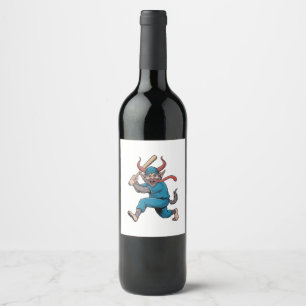 Etiqueta Para Botella De Vino Navidades de béisbol de Santa María Jugando