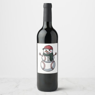 Etiqueta Para Botella De Vino Navidades de Béisbol de Snowden