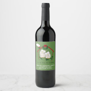 Etiqueta Para Botella De Vino Navidades de búho se burlan de los niños
