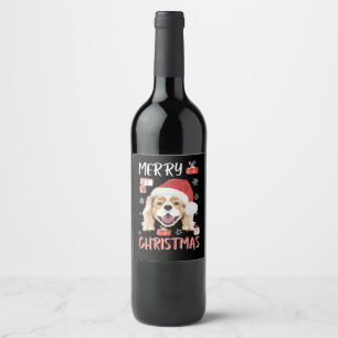 Etiqueta Para Botella De Vino Navidades de Cavalier King Charles Spaniel