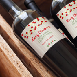 Etiqueta Para Botella De Vino Navidades de Cranberry y Popcorn Rustic Beadboard