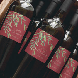 Etiqueta Para Botella De Vino Navidades de feriado de Rama y Berries