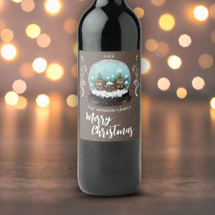 Etiqueta Para Botella De Vino Navidades de Foliage de Glass Snowball Winter Vill