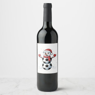 Etiqueta Para Botella De Vino Navidades de fútbol de snowman Santa Baseball Spor