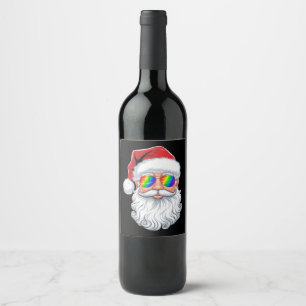 Etiqueta Para Botella De Vino Navidades de gafas de sol gay de Santa Face Navida
