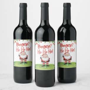 Etiqueta Para Botella De Vino Navidades de golf con Santa Claus con texto gracio