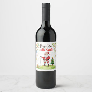 Etiqueta Para Botella De Vino Navidades de golf con Santa Claus con texto gracio
