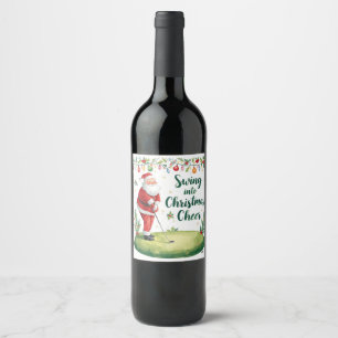 Etiqueta Para Botella De Vino Navidades de golf con Santa Claus con texto gracio