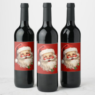 Etiqueta Para Botella De Vino Navidades de Holly Jolly Santa Claus Retro