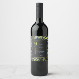 Etiqueta Para Botella De Vino Navidades de la Foliage Rustic Merry Green