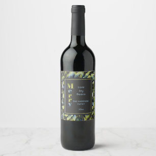 Etiqueta Para Botella De Vino Navidades de la Foliage Rustic Merry Green