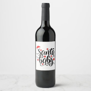Etiqueta Para Botella De Vino Navidades de la Invitación de embarazo de Santa Ma