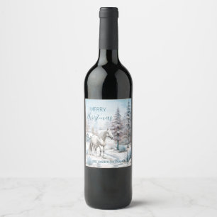 Etiqueta Para Botella De Vino Navidades de la selva de nieve del invierno del ca