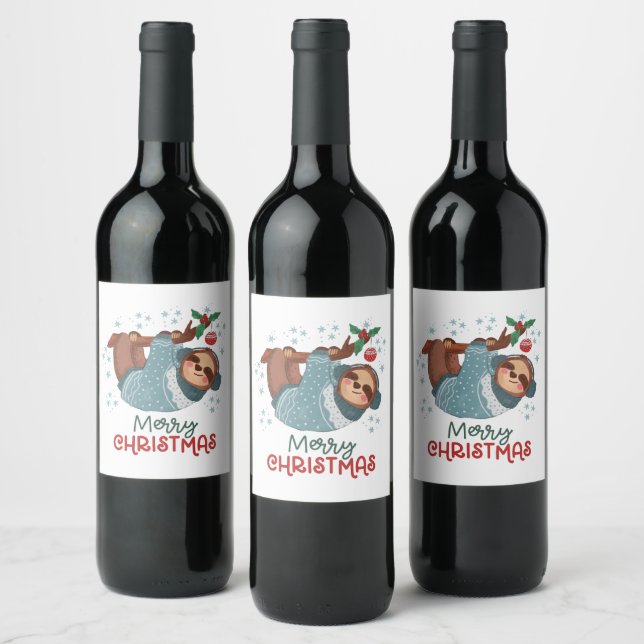 Etiqueta Para Botella De Vino Navidades de Lazy Sloth (Botellas)