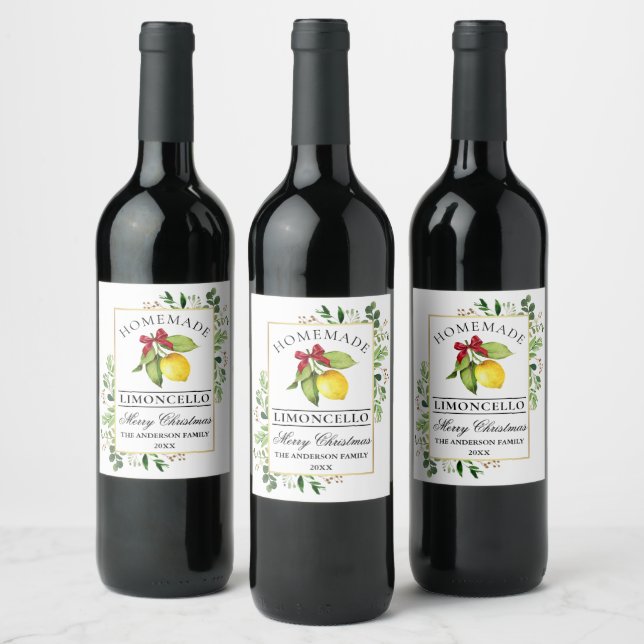 Etiqueta Para Botella De Vino Navidades de Limoncello Greenery Botellas (Botellas)