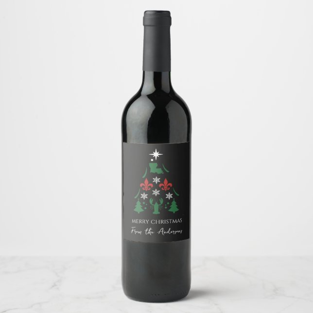 Etiqueta Para Botella De Vino Navidades de Luisiana Holiday Cajun (Anverso)