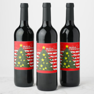 Etiqueta Para Botella De Vino NAVIDADES de MAGA Patriótico