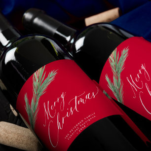 Etiqueta Para Botella De Vino Navidades de masa de pino de acuarela de color rus