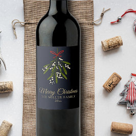 Etiqueta Para Botella De Vino Navidades de mistletoe de la marina