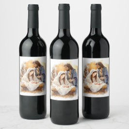 Etiqueta Para Botella De Vino Navidades de Natividad
