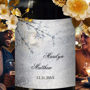 Etiqueta Para Botella De Vino Navidades de nieve espumosa Etiqueta de vino de bo