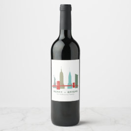 Etiqueta Para Botella De Vino Navidades de Nueva York, Esquina de Arquitectura