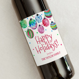 Etiqueta Para Botella De Vino Navidades de Ornamentos de Vacaciones