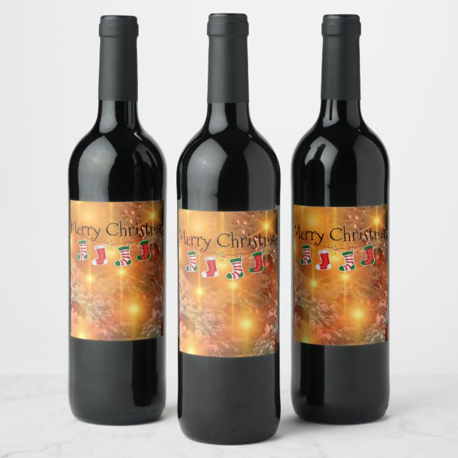 Etiqueta Para Botella De Vino Navidades de oro (Botellas)