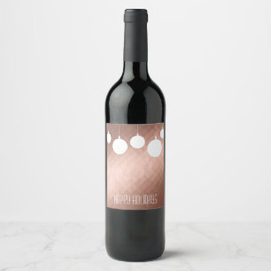 Etiqueta Para Botella De Vino Navidades de oro rosa moderno moda de la etiqueta