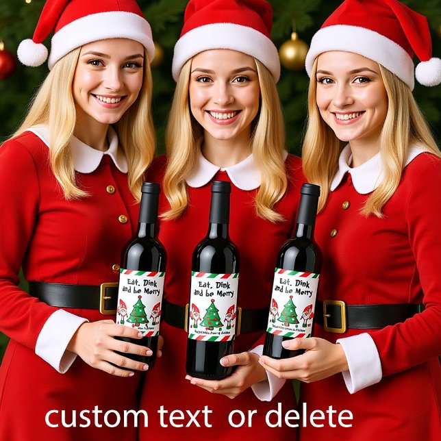 Etiqueta Para Botella De Vino Navidades de pickleball (Christmas pickleball wine label, custom text)