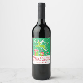 Etiqueta Para Botella De Vino Navidades de renos sellos de personalizado rojo ve