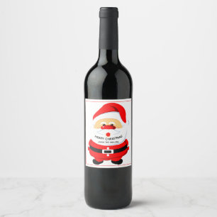 Etiqueta Para Botella De Vino Navidades de Santa Claus lindo rojo