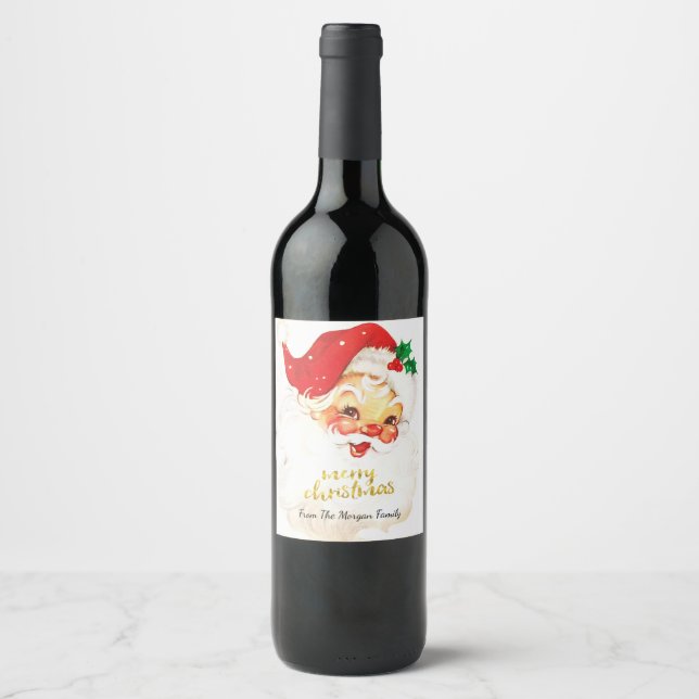 Etiqueta Para Botella De Vino Navidades de Santa Claus Suit (Anverso)
